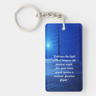 initial monogram boho blue retro forest key ring