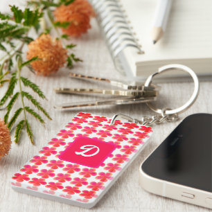 initial monogram botanical cute floral custom key ring