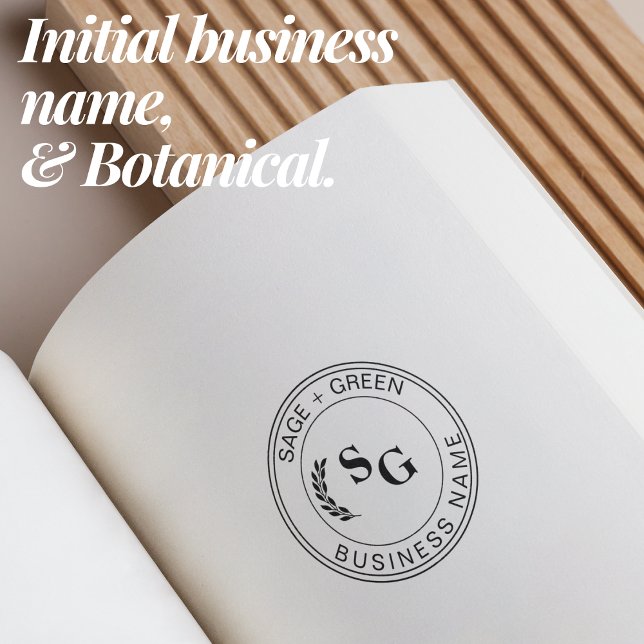 Initial Monogram Business Botanical Leave Round  Self-inking Stamp (Initials Business Name Promotional Botanical Leave Self-inking Stamp)