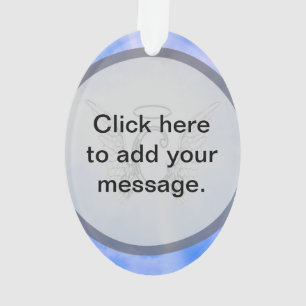 Initial Monogram C With Angel Wings, Halo Clouds Ornament