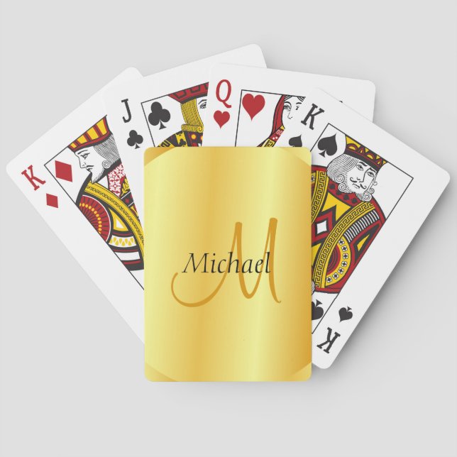 Initial Monogram Custom Elegant Gold Template Playing Cards (Back)