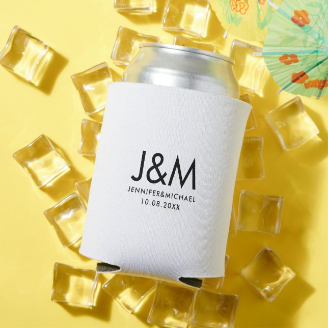 Initial Monogram Custom Template Elegant Modern Can Cooler (In Situ Summer)