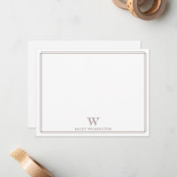 Initial Monogram Dark Brown Border Professional