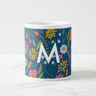 Initial monogram floral Jumbo Mug