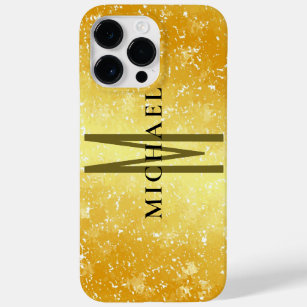 Initial monogram gold colour plain add your name Case-Mate iPhone 14 pro max case