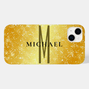 Initial monogram gold colour plain add your name Case-Mate iPhone 14 plus case
