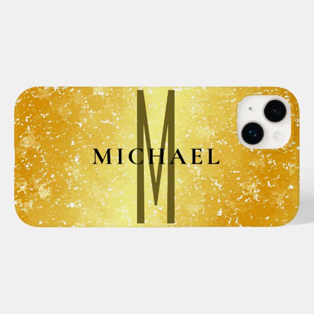 Initial monogram gold colour plain add your name Case-Mate iPhone case (Back (Horizontal))