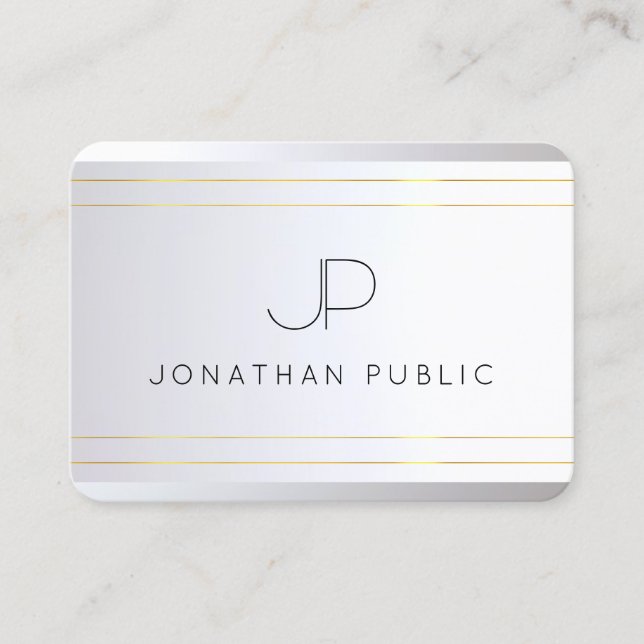 Initial Monogram Gold Silver Elegant Template Business Card (Front)
