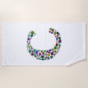 Initial Monogram Letter C Trendy Beach Towel