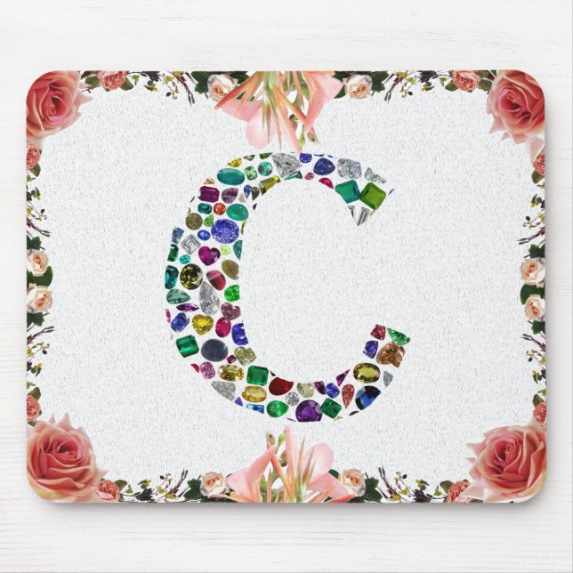 Initial Monogram Letter C Trendy Mouse Pad (Front)