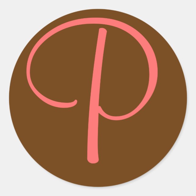 Initial Monogram Letter "P" - Customise Classic Round Sticker (Front)