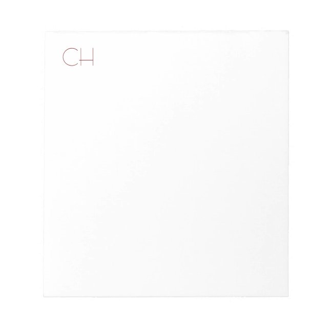 Initial Monogram Modern Minimalist Plain Simple Notepad (Front)