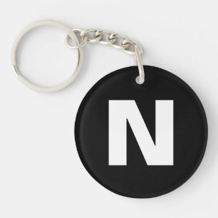 Initial Monogram Modern Stylish Trendy Letter Key Ring