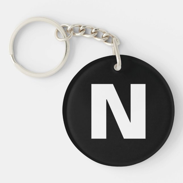 Initial Monogram | Modern Stylish Trendy Letter  Key Ring (Front)