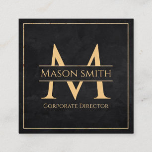 Initial monogram name corporative, executive square business card