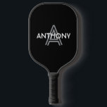 Initial Monogram Name  Pickleball Paddle<br><div class="desc">A perfect gift for pickleball enthusiasts! This simple initial monogram paddle in black and white,  with name will suit both males and females. Order yours now!</div>