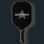 Initial Monogram Name  Pickleball Paddle<br><div class="desc">A perfect gift for pickleball enthusiasts! This simple initial monogram paddle in black and white,  with name will suit both males and females. Order yours now!</div>