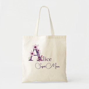 Initial Monogram + Name Super Mum Tote Bag