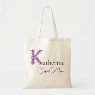 Initial Monogram + Name Super Mum Tote Bag