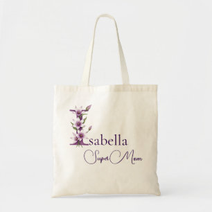 Initial Monogram + Name Super Mum Tote Bag