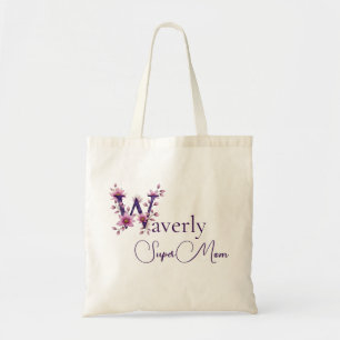 Initial Monogram + Name Super Mum Tote Bag