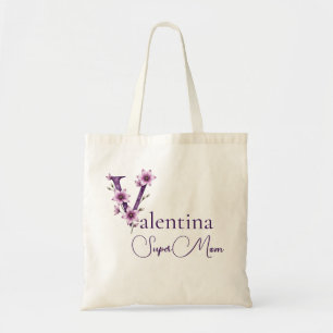 Initial Monogram + Name Super Mum Tote Bag