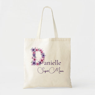 Initial Monogram + Name Super Mum Tote Bag
