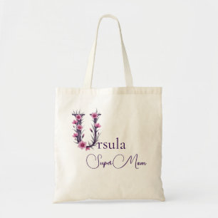 Initial Monogram + Name Super Mum Tote Bag