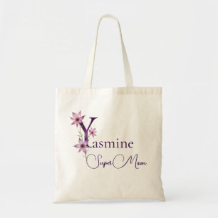 Initial Monogram + Name Super Mum Tote Bag