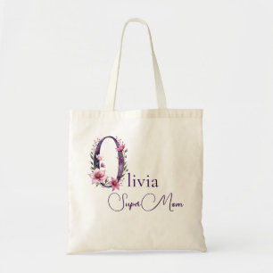 Initial Monogram + Name Super Mum Tote Bag