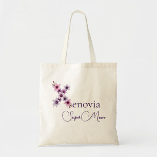 Initial Monogram + Name Super Mum Tote Bag