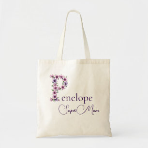 Initial Monogram + Name Super Mum Tote Bag