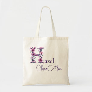 Initial Monogram + Name Super Mum Tote Bag