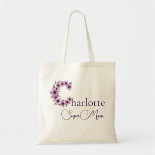 Initial Monogram + Name Super Mum Tote Bag