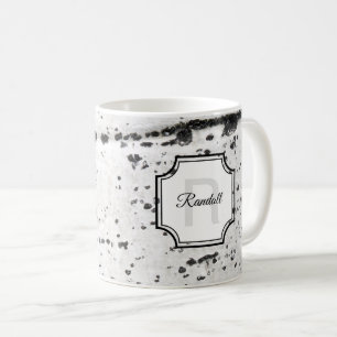 Initial Monogram Natural White Aspen Bark Photo Coffee Mug
