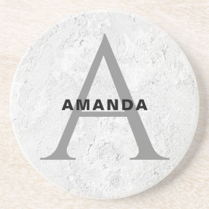 Initial monogram professional plain add your name coaster