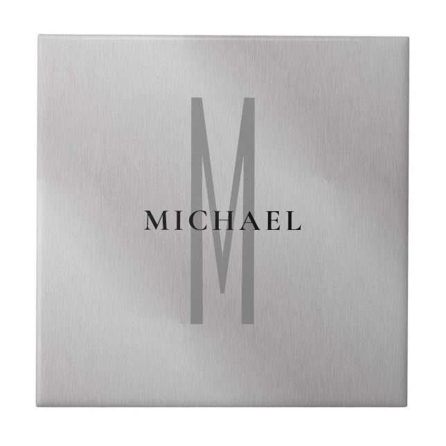Initial monogram professional plain add your name tile (Front)
