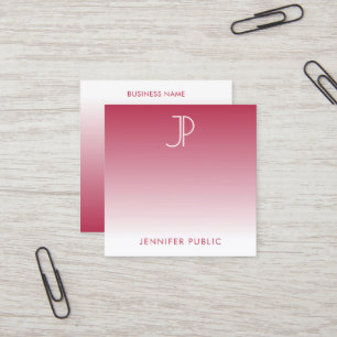 Initial Monogram Trend Colour Viva Magenta Elegant Square Business Card