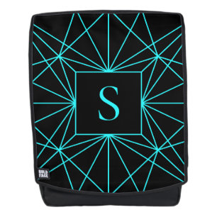 Initial Monogram Turquoise Geometric Design Backpack