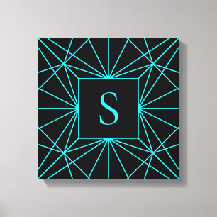 Initial Monogram   Turquoise Geometric Design Canvas Print