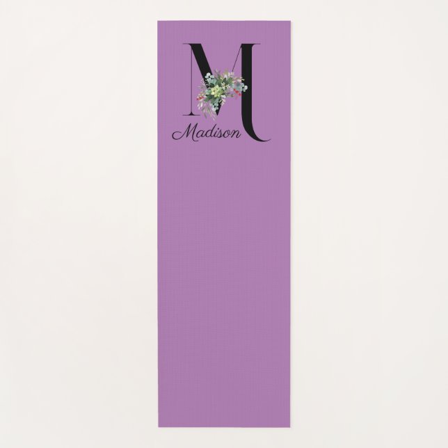 Initial monogram wildflower lavender Yoga Mat (Front)