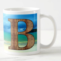 Initial Monogram Wooden Letter A Beach Ocean Scene