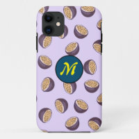 Initial monogrammed cute passion fruits purple