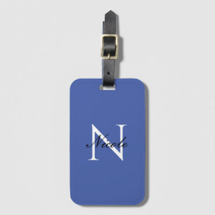 Initial Monogrammed Handwritten Own Name Blue Luggage Tag