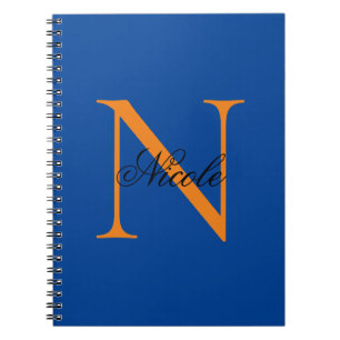 Initial Monogrammed Handwritten Own Name Deep Blue Notebook
