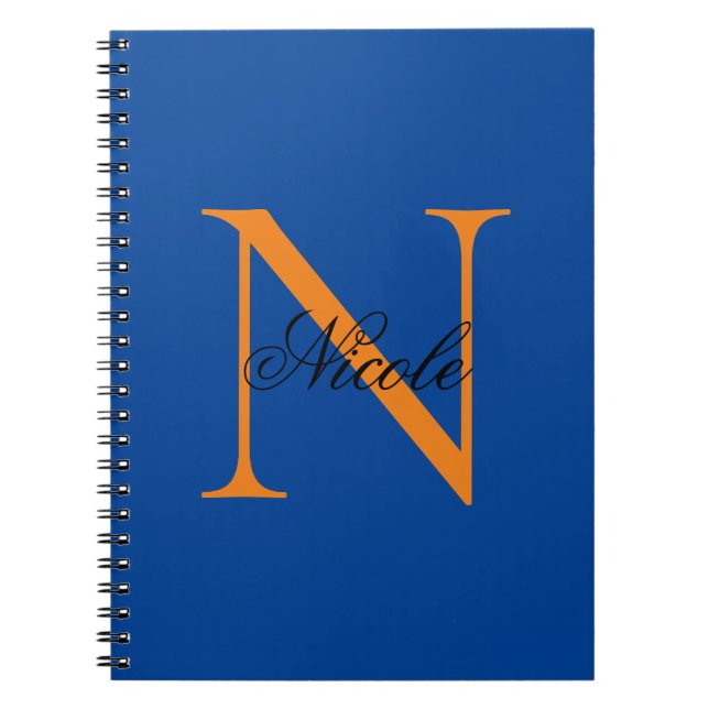 Initial Monogrammed Handwritten Own Name Deep Blue Notebook (Front)
