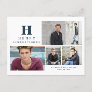 Initial multi photo graduate announcement blue