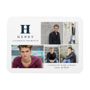initial multi photo graduate announcement magnet
