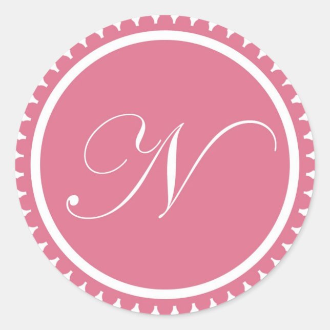 Initial N princess pink monogram seal party favour (Front)