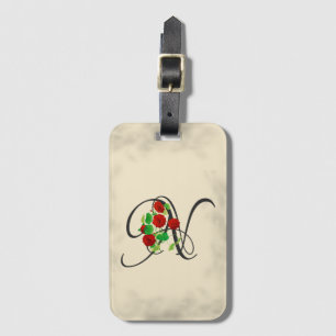 Initial N, Vintage Nasturtium Luggage Tag
